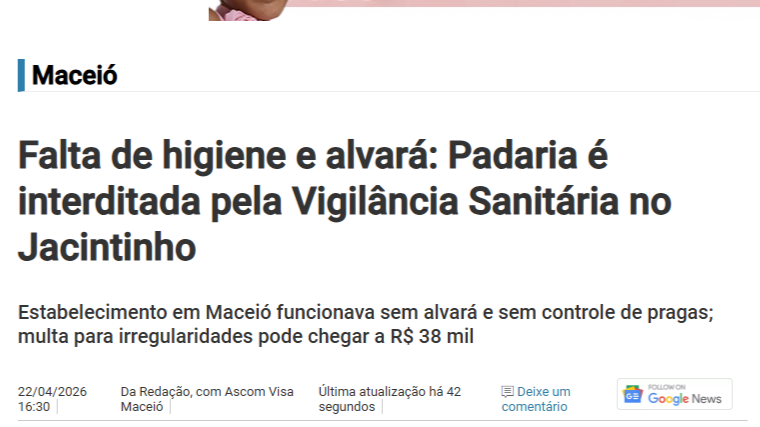 Notícia sobre interdição